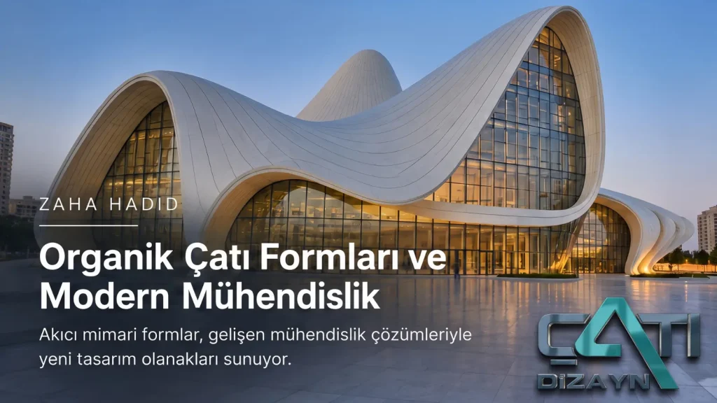 Organik çatı formları ve modern mühendislik ile tasarlanmış eğrisel mimari çatı